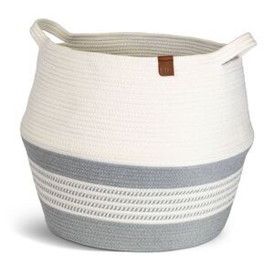 Open Box - CleverMade -  XL Rope Belly Basket Stone Gray Gray